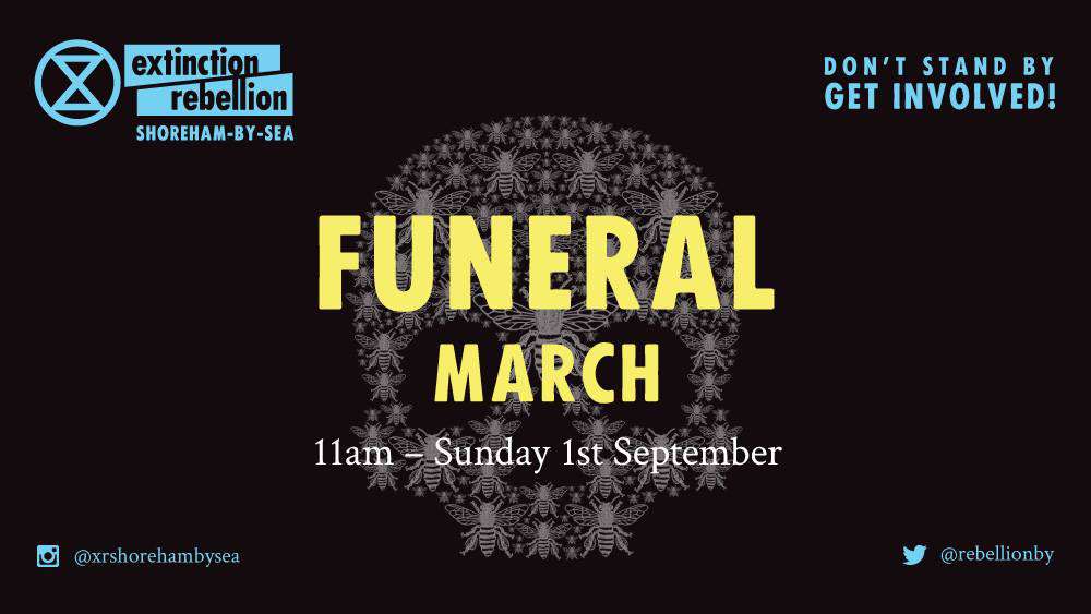Shoreham funeral march Extinction Rebellion Brighton